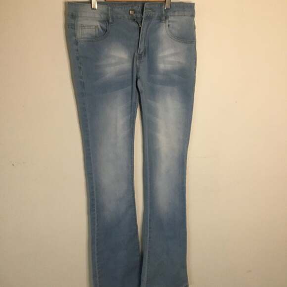 New Light Wash Flare Jeans, High Waisted Denim, Women's Size M - Picture 2 of 8